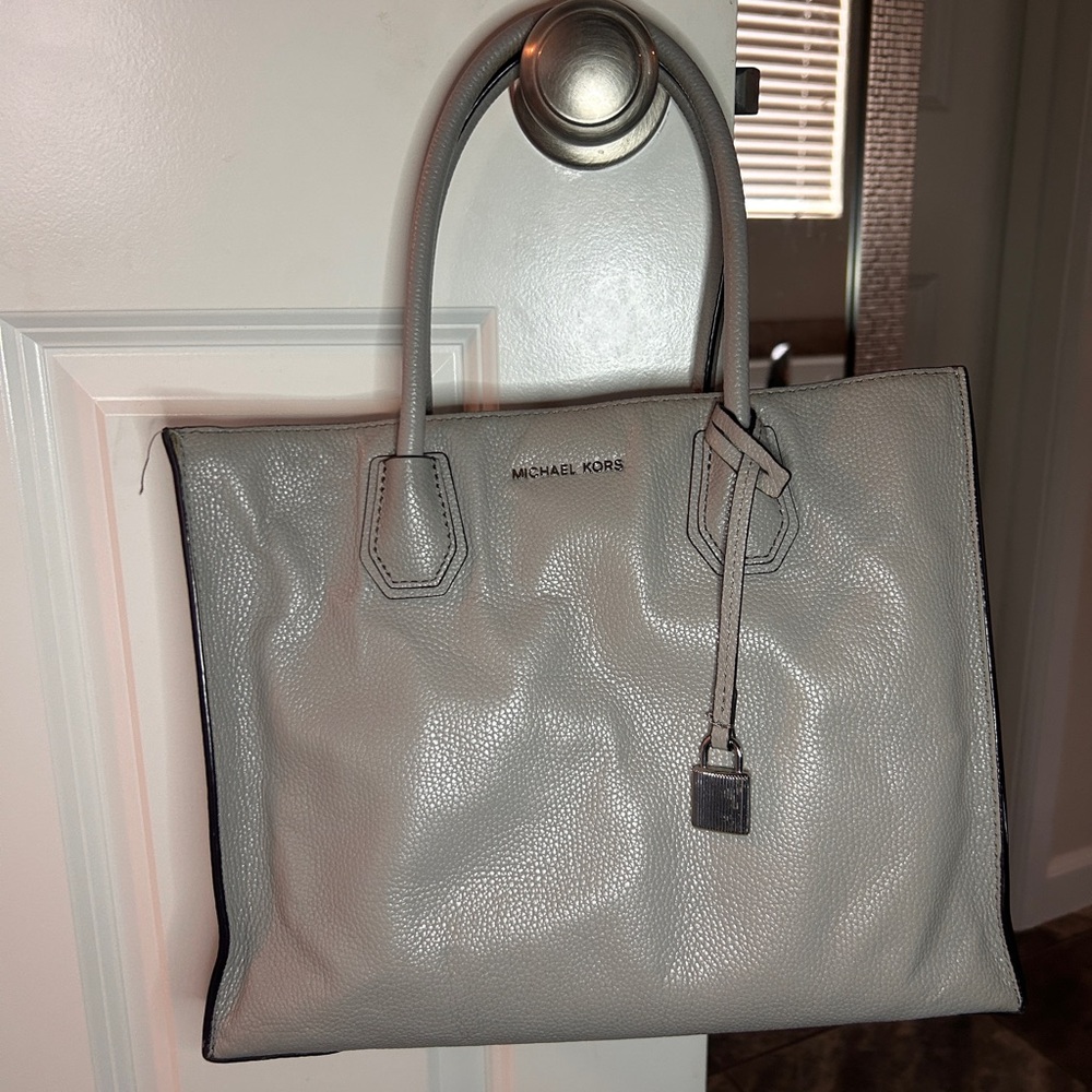 Michael Kors Gray Leather Tote Bag